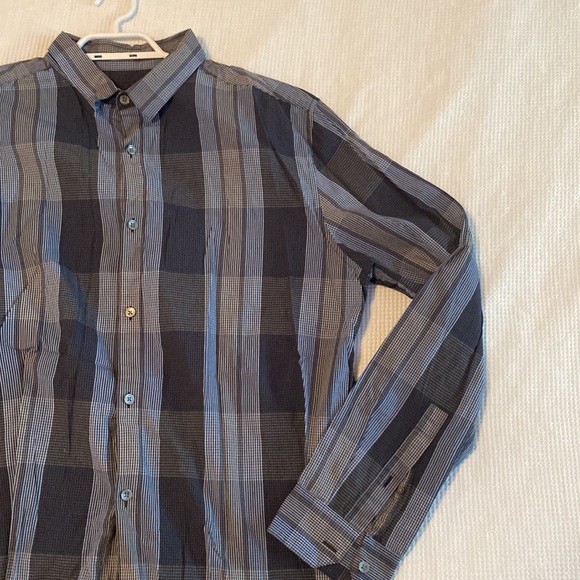 DKNY blue and grey plaid long sleeve button down shirt - Picture 8 of 8